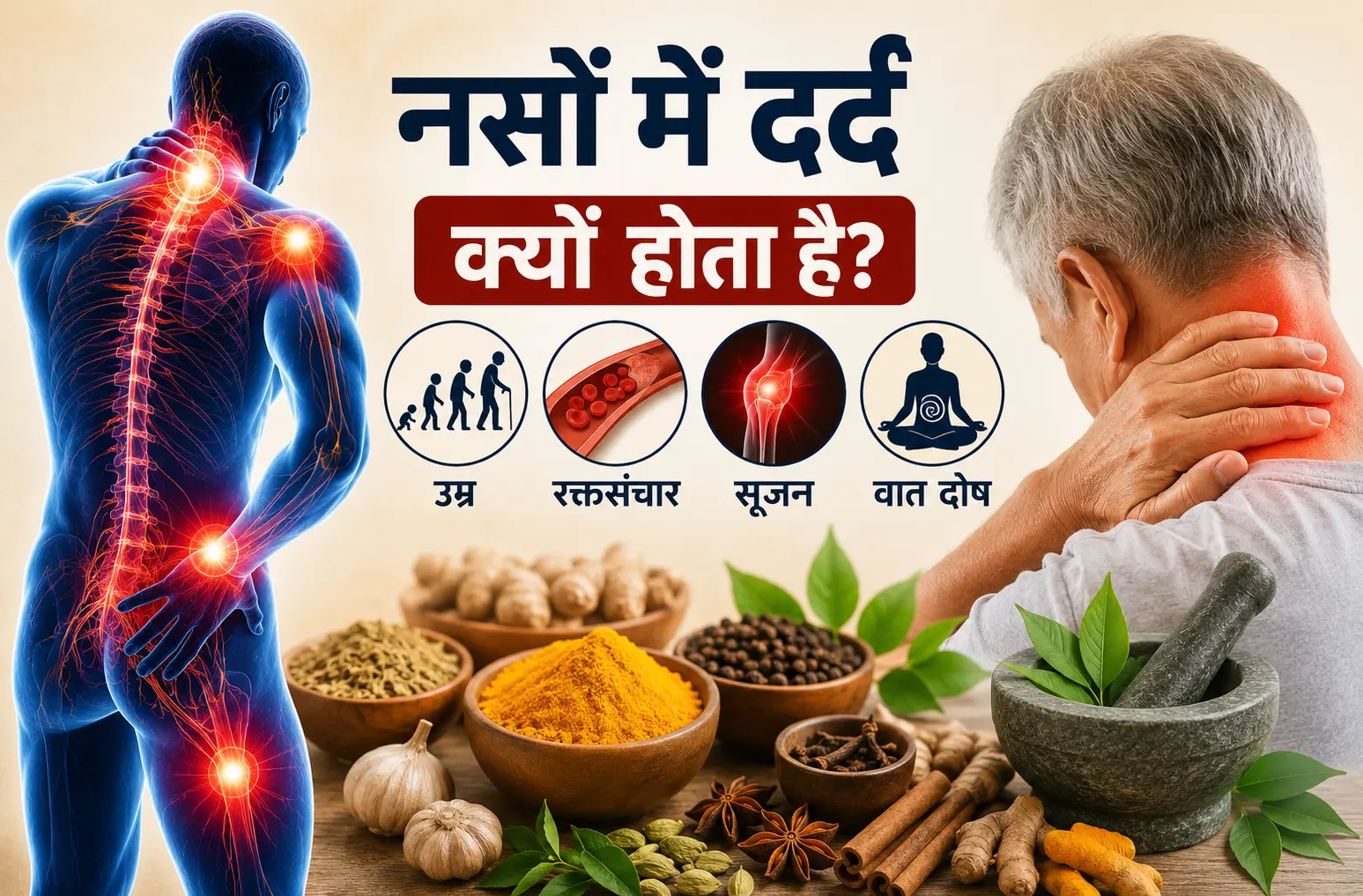 नसों में दर्द क्यों होता है? उम्र, रक्तसंचार, सूजन, वात दोष और मसालों का पूरा विज्ञान